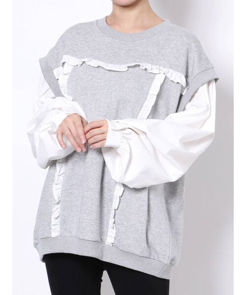 merry jenny（メリージェニー）の「ドッキングフリルトレーナー（スウェット・レディース・ブラック/グレー/アイボリー・FREE）」の10枚目の写真