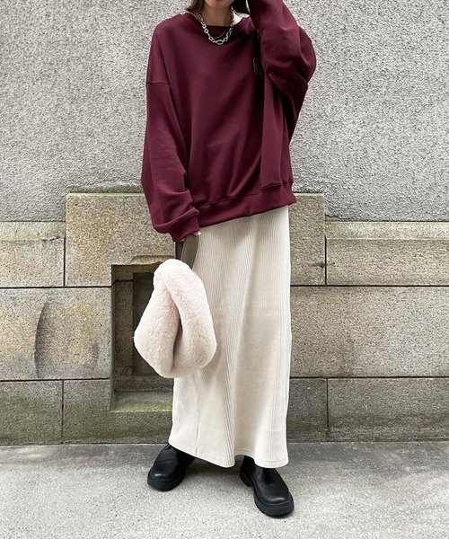 DouDou（ドゥドゥ）の「前後2WAYロゴスウェット（Tシャツ/カットソー・レディース・チャコールグレー/ボルドー/オフホワイト/ダークグリーン・FREE）」の15枚目の写真