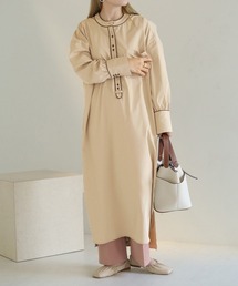 パイピングシャツワンピース