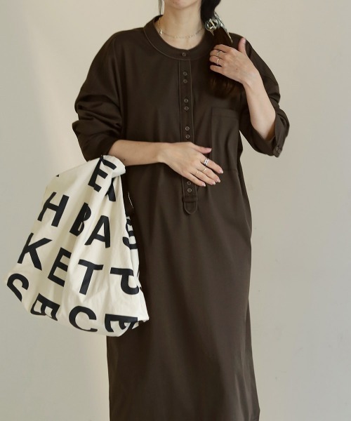 Bab(バブ)の「パイピングシャツワンピース(シャツワンピース・レディース・ブラウン/ブラック/ベージュ・M)」の3枚目の写真