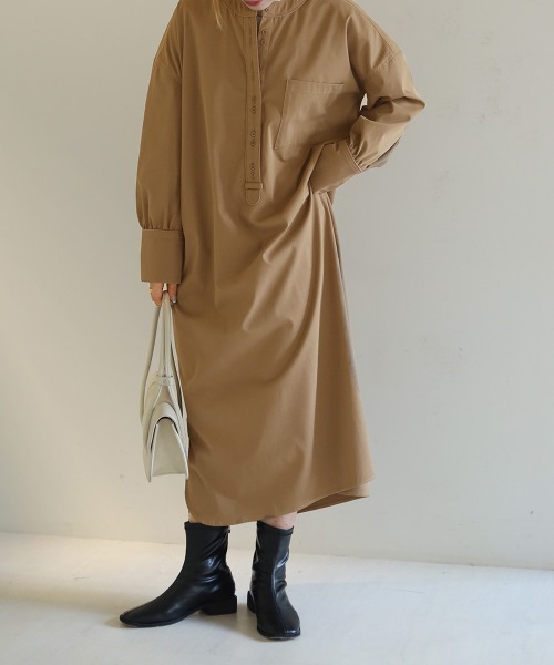 Bab(バブ)の「パイピングシャツワンピース(シャツワンピース・レディース・ブラウン/ブラック/ベージュ・M)」の8枚目の写真