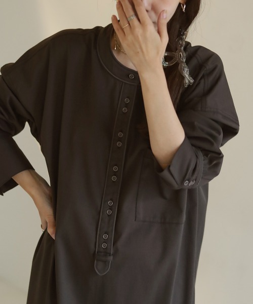 Bab(バブ)の「パイピングシャツワンピース(シャツワンピース・レディース・ブラウン/ブラック/ベージュ・M)」の21枚目の写真