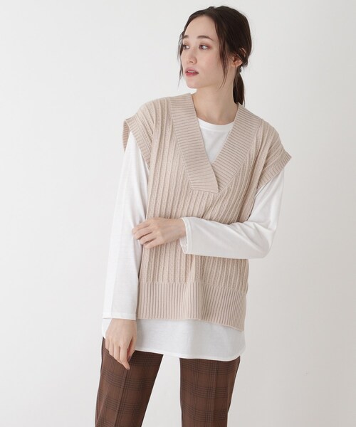 SHOO・LA・RUE（シューラルー）の「◆【2点セット】ニットベスト+ロンT（その他トップス・レディース・アイボリー/ブラウン系その他/ブラック系3/ピンク系・02/03/04）」の2枚目の写真