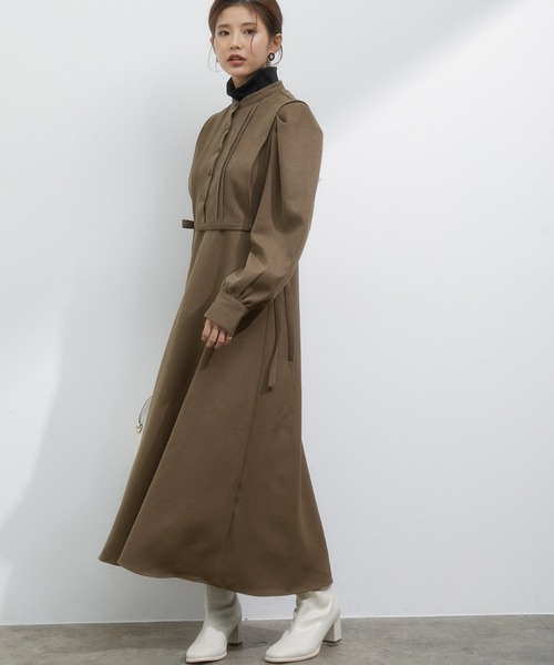 vis-`a-vis(ビサビ)の「【WEB限定】ピンタックベスト付きフレアーワンピース&タートルネック《3SETアイテム》(ワンピース・レディース・ブラック/ブラウン系その他3/グリーン系その他・M/S)」の1枚目の写真