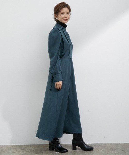 vis-`a-vis(ビサビ)の「【WEB限定】ピンタックベスト付きフレアーワンピース&タートルネック《3SETアイテム》(ワンピース・レディース・ブラック/ブラウン系その他3/グリーン系その他・M/S)」の4枚目の写真