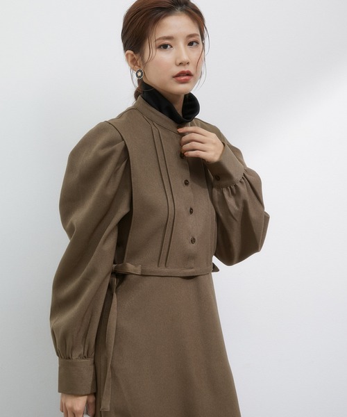 vis-`a-vis(ビサビ)の「【WEB限定】ピンタックベスト付きフレアーワンピース&タートルネック《3SETアイテム》(ワンピース・レディース・ブラック/ブラウン系その他3/グリーン系その他・M/S)」の8枚目の写真