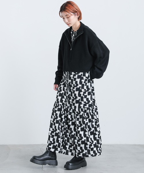 select MOCA(セレクトモカ)の「2022 SS ハーフジップショートニットプルオーバー(Tシャツ/カットソー・レディース・ブラック/ライトグリーン/アイボリー・FREE)」の20枚目の写真