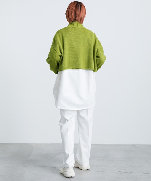 select MOCA(セレクトモカ)の「2022 SS ハーフジップショートニットプルオーバー(Tシャツ/カットソー・レディース・ブラック/ライトグリーン/アイボリー・FREE)」の9枚目の写真