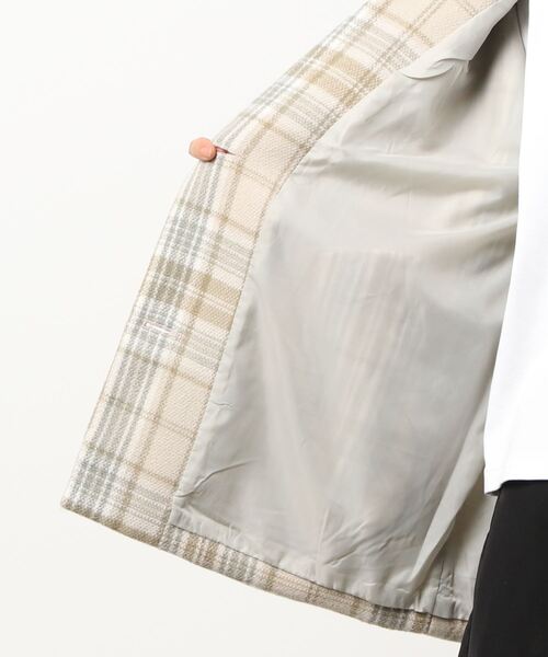 HONEYSUCKLE ROSE（ハニーサックルローズ）の「【HONEYSUCKLE ROSE】チェックショートチェスターコート（チェスターコート・レディース・ベージュ/ブラック×グリーン・L/M）」の3枚目の写真