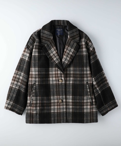 HONEYSUCKLE ROSE（ハニーサックルローズ）の「【HONEYSUCKLE ROSE】チェックショートチェスターコート（チェスターコート・レディース・ベージュ/ブラック×グリーン・L/M）」の14枚目の写真