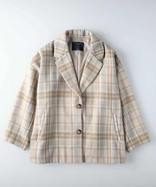 HONEYSUCKLE ROSE（ハニーサックルローズ）の「【HONEYSUCKLE ROSE】チェックショートチェスターコート（チェスターコート・レディース・ベージュ/ブラック×グリーン・L/M）」の17枚目の写真