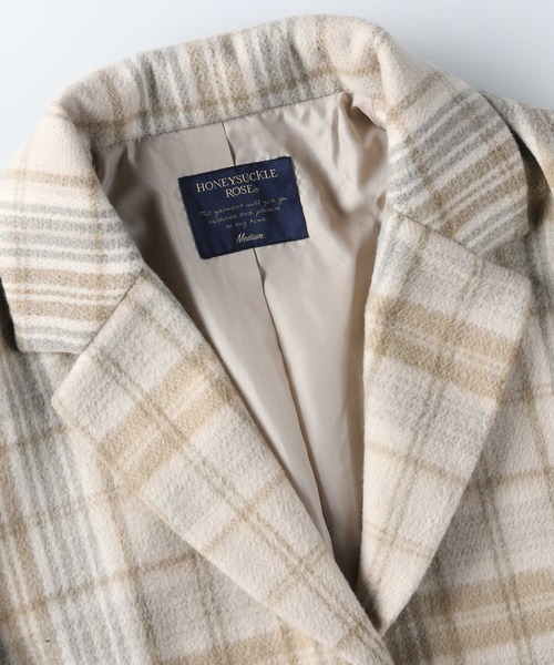 HONEYSUCKLE ROSE（ハニーサックルローズ）の「【HONEYSUCKLE ROSE】チェックショートチェスターコート（チェスターコート・レディース・ベージュ/ブラック×グリーン・L/M）」の18枚目の写真