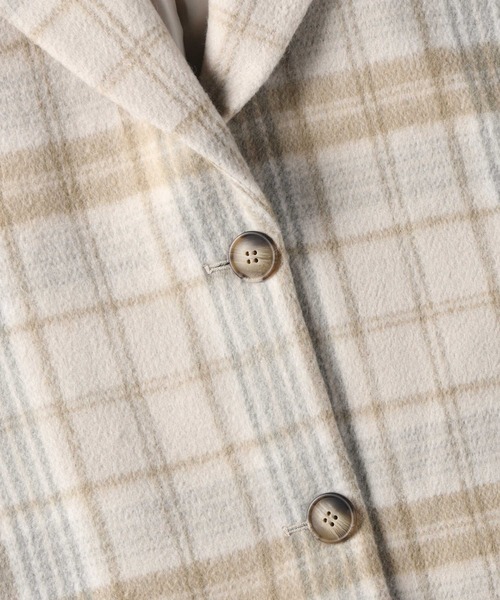 HONEYSUCKLE ROSE（ハニーサックルローズ）の「【HONEYSUCKLE ROSE】チェックショートチェスターコート（チェスターコート・レディース・ベージュ/ブラック×グリーン・L/M）」の19枚目の写真