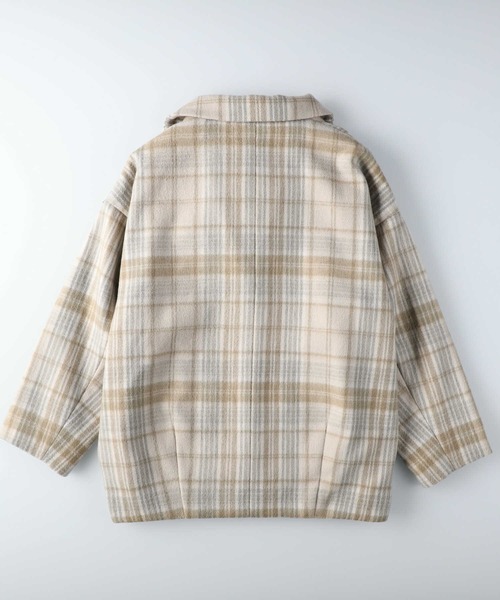 HONEYSUCKLE ROSE（ハニーサックルローズ）の「【HONEYSUCKLE ROSE】チェックショートチェスターコート（チェスターコート・レディース・ベージュ/ブラック×グリーン・L/M）」の22枚目の写真