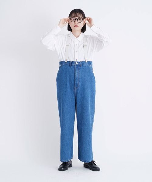 I am I in fact...（アイアムアイインファクト）の「12.5oz  PAPA denim suspender pants（デニムパンツ・レディース・ネイビー/サックスブルー・FREE）」の6枚目の写真