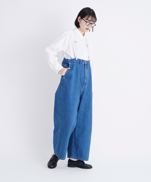 I am I in fact...（アイアムアイインファクト）の「12.5oz  PAPA denim suspender pants（デニムパンツ・レディース・ネイビー/サックスブルー・FREE）」の8枚目の写真