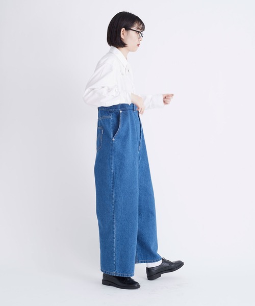I am I in fact...（アイアムアイインファクト）の「12.5oz  PAPA denim suspender pants（デニムパンツ・レディース・ネイビー/サックスブルー・FREE）」の10枚目の写真