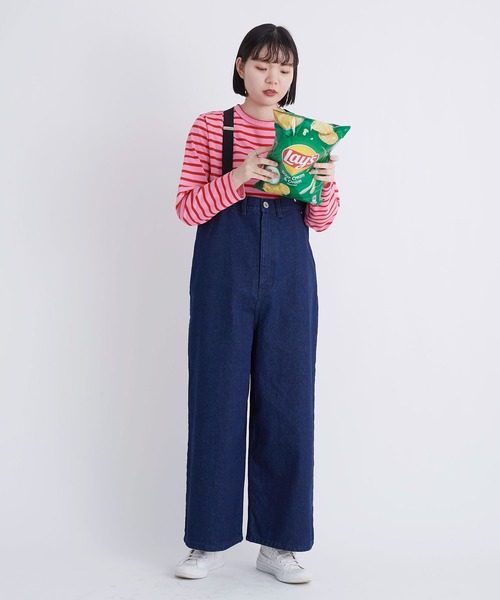 I am I in fact...（アイアムアイインファクト）の「12.5oz  PAPA denim suspender pants（デニムパンツ・レディース・ネイビー/サックスブルー・FREE）」の18枚目の写真