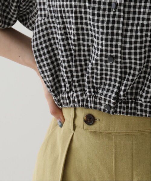 RAY CASSIN（レイカズン）の「ギンガムショート丈ボリュームブラウス（シャツ/ブラウス・レディース・ベージュ/グレー/ブラック・FREE）」の12枚目の写真