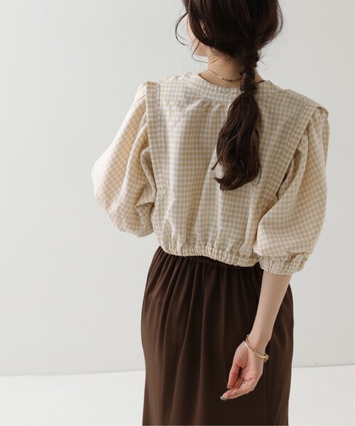 RAY CASSIN（レイカズン）の「ギンガムショート丈ボリュームブラウス（シャツ/ブラウス・レディース・ベージュ/グレー/ブラック・FREE）」の15枚目の写真