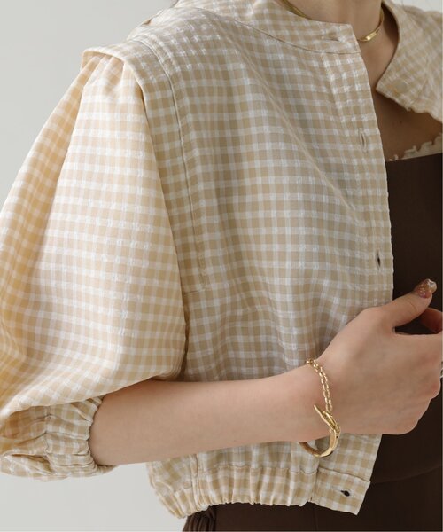 RAY CASSIN（レイカズン）の「ギンガムショート丈ボリュームブラウス（シャツ/ブラウス・レディース・ベージュ/グレー/ブラック・FREE）」の18枚目の写真