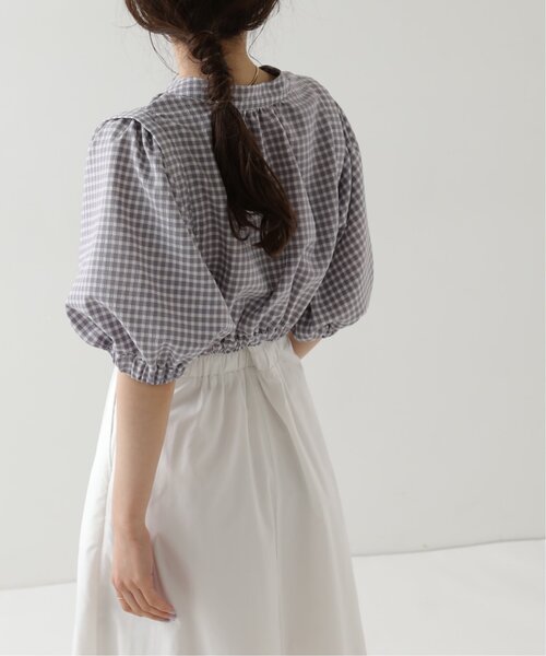 RAY CASSIN（レイカズン）の「ギンガムショート丈ボリュームブラウス（シャツ/ブラウス・レディース・ベージュ/グレー/ブラック・FREE）」の20枚目の写真