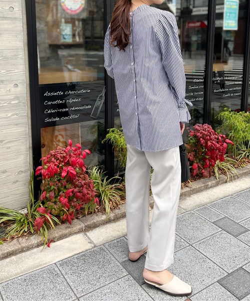 StyleSea(スタイルシー)の「2wayストライプキャンディスリーブブラウス(シャツ/ブラウス・レディース・ホワイト系/アイボリー系/ベージュ系/ネイビー×ホワイト・MEDIUM)」の13枚目の写真