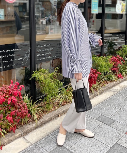 StyleSea(スタイルシー)の「2wayストライプキャンディスリーブブラウス(シャツ/ブラウス・レディース・ホワイト系/アイボリー系/ベージュ系/ネイビー×ホワイト・MEDIUM)」の15枚目の写真
