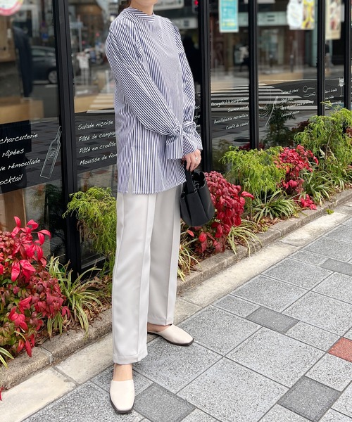 StyleSea(スタイルシー)の「2wayストライプキャンディスリーブブラウス(シャツ/ブラウス・レディース・ホワイト系/アイボリー系/ベージュ系/ネイビー×ホワイト・MEDIUM)」の14枚目の写真