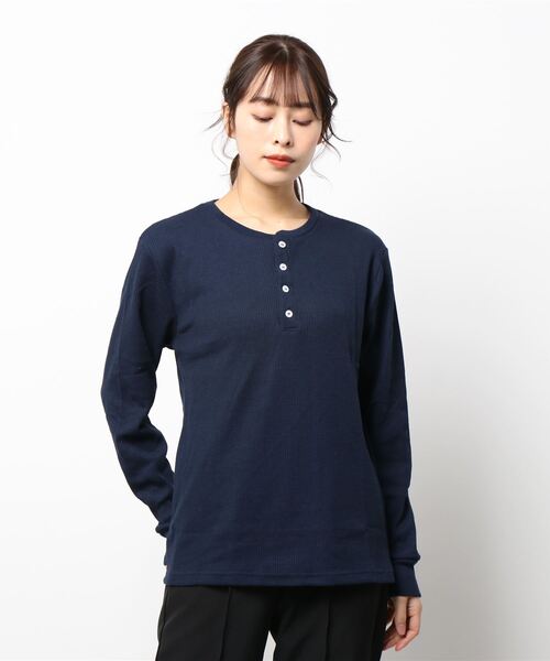 B.I.D.(ビーアイディー)の「《Bl》ヘンリーネックサーマルTシャツ 長袖(Tシャツ/カットソー・レディース・ホワイト/ブラック/ベージュ/グレー/カーキ/ライトピンク/ネイビー・LARGE/X-LARGE/MEDIUM)」の15枚目の写真