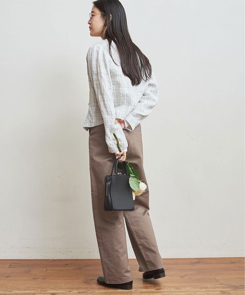 fig Ｌondon（フィグロンドン）の「●chic LINEN　JK（ノーカラージャケット・レディース・チャコールグレー/ホワイト・FREE）」の8枚目の写真