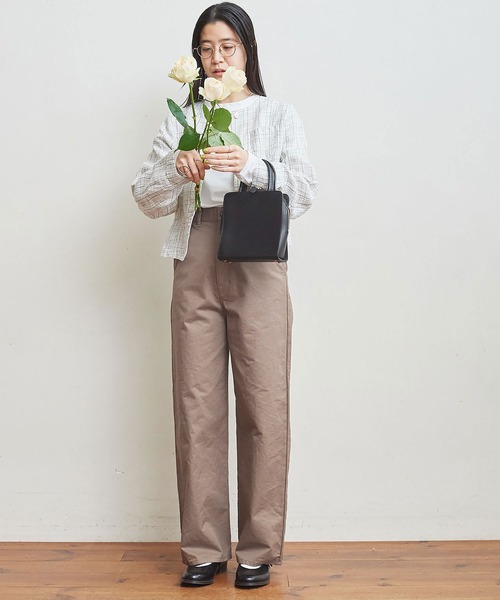 fig Ｌondon（フィグロンドン）の「●chic LINEN　JK（ノーカラージャケット・レディース・チャコールグレー/ホワイト・FREE）」の12枚目の写真