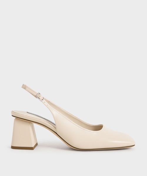 CHARLES & KEITH(チャールズ & キース)の「スクエアトゥ ブロックヒールスリングバックパンプス / Square-Toe Block Heel Slingback Pumps(パンプス・レディース・ブラック/ブラウン系その他/オフホワイト・22.5cm/23cm/23.5cm/24.5cm/25cm/25.5cm)」の2枚目の写真