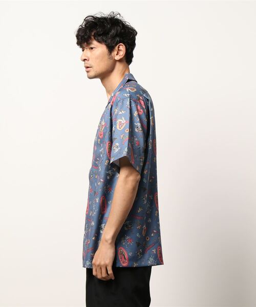 チチカカ(チチカカ)の「【ユニセックス】梨地プリント開襟シャツ(シャツ/ブラウス・メンズ・ブルー/ブラック・MEDIUM/LARGE)」の22枚目の写真