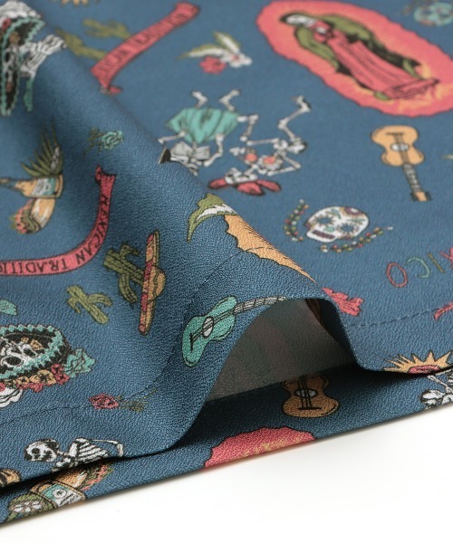 チチカカ(チチカカ)の「【ユニセックス】梨地プリント開襟シャツ(シャツ/ブラウス・メンズ・ブルー/ブラック・MEDIUM/LARGE)」の20枚目の写真