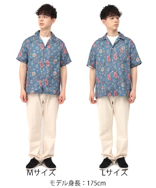 チチカカ(チチカカ)の「【ユニセックス】梨地プリント開襟シャツ(シャツ/ブラウス・メンズ・ブルー/ブラック・MEDIUM/LARGE)」の21枚目の写真