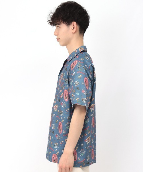 チチカカ(チチカカ)の「【ユニセックス】梨地プリント開襟シャツ(シャツ/ブラウス・メンズ・ブルー/ブラック・MEDIUM/LARGE)」の12枚目の写真