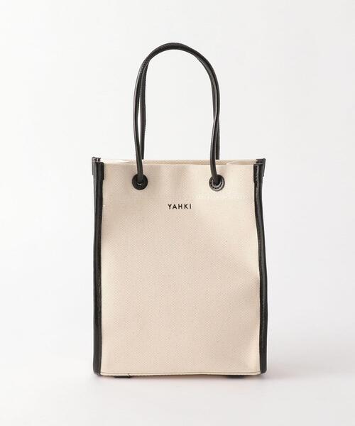 YAHKI（ヤーキ）の「＜YAHKI＞キャンバス スクエアミニ トートバッグ（トートバッグ・レディース・ブラック/ベージュ・FREE）」の2枚目の写真
