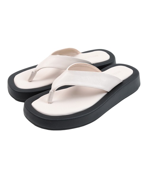 SEA DRESS（シードレス）の「ﾌｪｲｸﾚｻﾞｰｽｸｴｱﾄﾝｸﾞｻﾝﾀﾞﾙ（サンダル・レディース・ブラウン/ホワイト系その他/ブラック・L/M/S）」の4枚目の写真