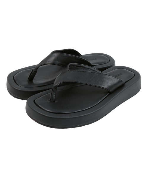 SEA DRESS（シードレス）の「ﾌｪｲｸﾚｻﾞｰｽｸｴｱﾄﾝｸﾞｻﾝﾀﾞﾙ（サンダル・レディース・ブラウン/ホワイト系その他/ブラック・L/M/S）」の5枚目の写真