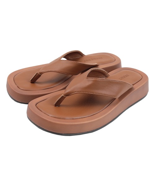 SEA DRESS（シードレス）の「ﾌｪｲｸﾚｻﾞｰｽｸｴｱﾄﾝｸﾞｻﾝﾀﾞﾙ（サンダル・レディース・ブラウン/ホワイト系その他/ブラック・L/M/S）」の6枚目の写真