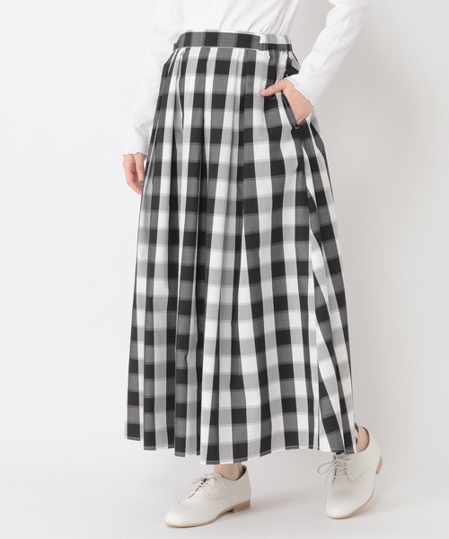 studio CLIP(スタディオクリップ)の「シャドウブロックチェックスカート(スカート・レディース・ブラック/ベージュ/グリーン・FREE)」の2枚目の写真