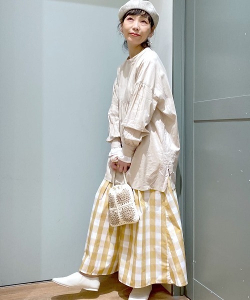 studio CLIP(スタディオクリップ)の「シャドウブロックチェックスカート(スカート・レディース・ブラック/ベージュ/グリーン・FREE)」の4枚目の写真