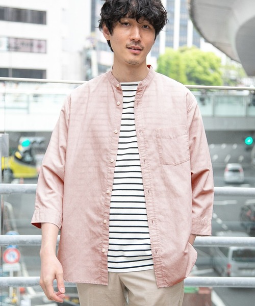 GLOBAL WORK(グローバルワーク)の「ハイブリッドリネン7分袖シャツ/260993(シャツ/ブラウス・メンズ・ミント/ホワイト/チャコールグレー/ピンク/ベージュ系/サックスブルー系/ネイビー系・X-LARGE/LARGE/SMALL/MEDIUM)」の7枚目の写真