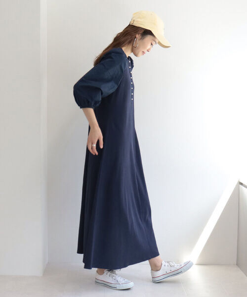 fredy emue（フレディエミュ）の「パールボタン袖ボリュームワンピース（ワンピース・レディース・ネイビー/イエロー・38/36）」の10枚目の写真