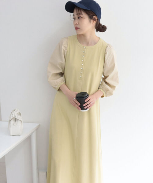 fredy emue（フレディエミュ）の「パールボタン袖ボリュームワンピース（ワンピース・レディース・ネイビー/イエロー・38/36）」の18枚目の写真