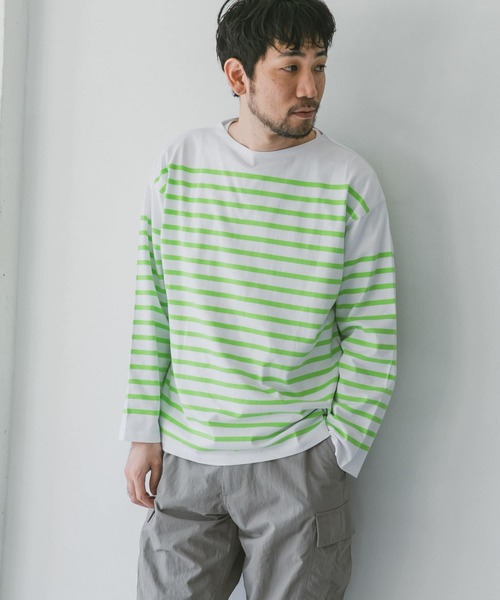 パネルボーダーバスクシャツ