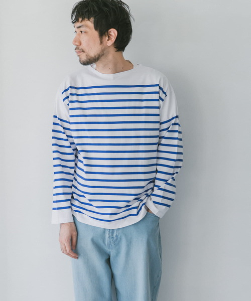 パネルボーダーバスクシャツ