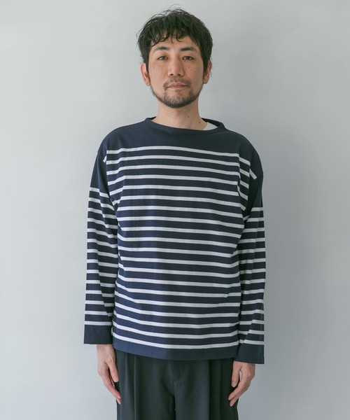 パネルボーダーバスクシャツ