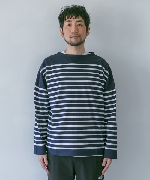 パネルボーダーバスクシャツ